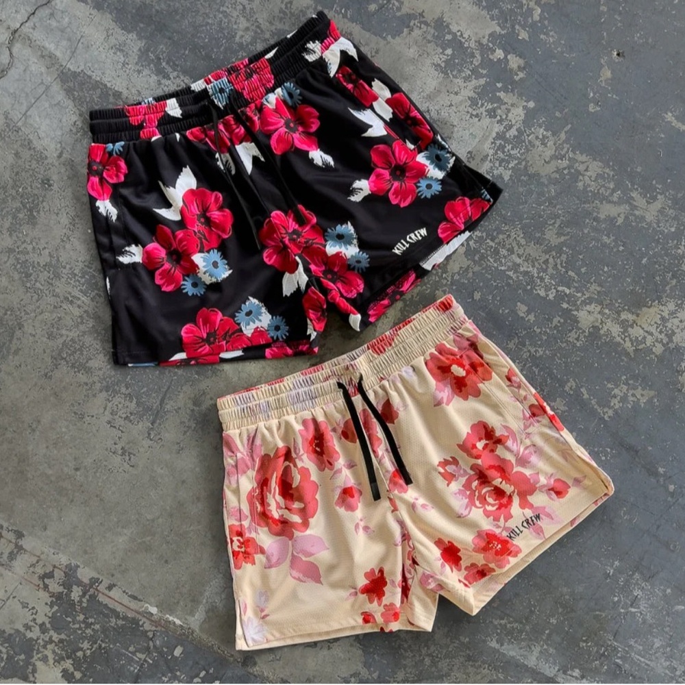Kill Crew Red and Black Floral Shorts